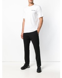 T-shirt à col rond imprimé blanc et noir Helmut Lang