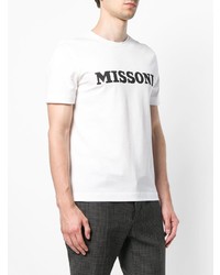 T-shirt à col rond imprimé blanc et noir Missoni