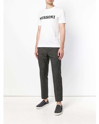 T-shirt à col rond imprimé blanc et noir Missoni