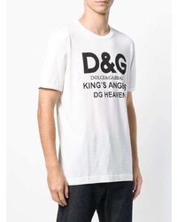 T-shirt à col rond imprimé blanc et noir Dolce & Gabbana