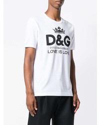 T-shirt à col rond imprimé blanc et noir Dolce & Gabbana