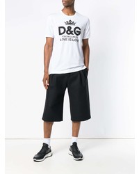 T-shirt à col rond imprimé blanc et noir Dolce & Gabbana