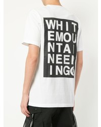 T-shirt à col rond imprimé blanc et noir White Mountaineering