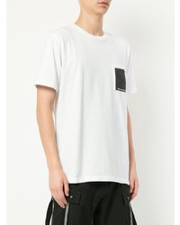 T-shirt à col rond imprimé blanc et noir White Mountaineering