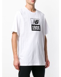 T-shirt à col rond imprimé blanc et noir New Balance