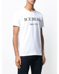 T-shirt à col rond imprimé blanc et noir Iceberg