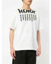 T-shirt à col rond imprimé blanc et noir Kolor