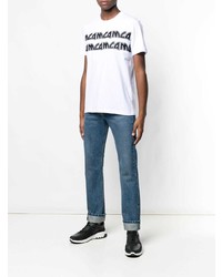 T-shirt à col rond imprimé blanc et noir McQ Alexander McQueen