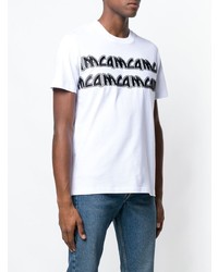 T-shirt à col rond imprimé blanc et noir McQ Alexander McQueen