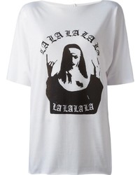 T-shirt à col rond imprimé blanc et noir