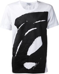 T-shirt à col rond imprimé blanc et noir