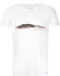 T-shirt à col rond imprimé blanc et noir