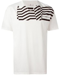 T-shirt à col rond imprimé blanc et noir