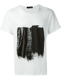 T-shirt à col rond imprimé blanc et noir