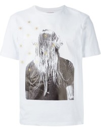 T-shirt à col rond imprimé blanc et noir