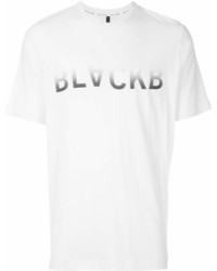 T-shirt à col rond imprimé blanc et noir