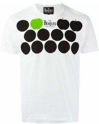 T-shirt à col rond imprimé blanc et noir