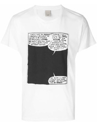 T-shirt à col rond imprimé blanc et noir