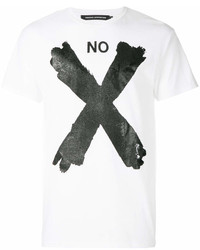 T-shirt à col rond imprimé blanc et noir