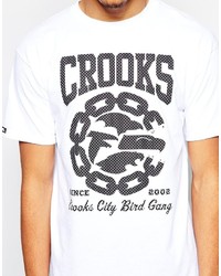 T-shirt à col rond imprimé blanc et noir Crooks & Castles