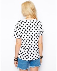 T-shirt à col rond imprimé blanc et noir Asos