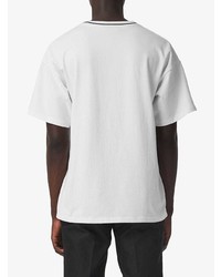 T-shirt à col rond imprimé blanc et noir Burberry