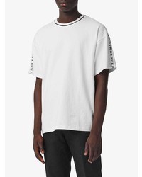 T-shirt à col rond imprimé blanc et noir Burberry