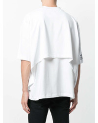 T-shirt à col rond imprimé blanc et noir Helmut Lang