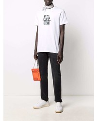 T-shirt à col rond imprimé blanc et noir A.P.C.