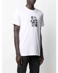 T-shirt à col rond imprimé blanc et noir A.P.C.