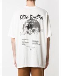 T-shirt à col rond imprimé blanc et noir À La Garçonne