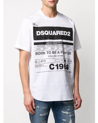 T-shirt à col rond imprimé blanc et noir DSQUARED2