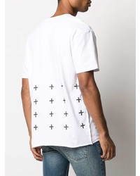 T-shirt à col rond imprimé blanc et noir Ksubi