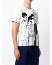 T-shirt à col rond imprimé blanc et noir The Beatles X Comme Des Garçons