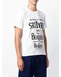 T-shirt à col rond imprimé blanc et noir The Beatles X Comme Des Garçons