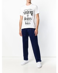 T-shirt à col rond imprimé blanc et noir The Beatles X Comme Des Garçons