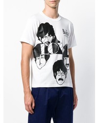 T-shirt à col rond imprimé blanc et noir The Beatles X Comme Des Garçons