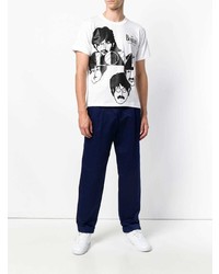 T-shirt à col rond imprimé blanc et noir The Beatles X Comme Des Garçons