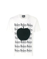 T-shirt à col rond imprimé blanc et noir The Beatles X Comme Des Garçons