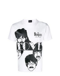 T-shirt à col rond imprimé blanc et noir The Beatles X Comme Des Garçons