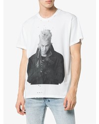 T-shirt à col rond imprimé blanc et noir Amiri