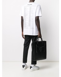 T-shirt à col rond imprimé blanc et noir Raf Simons