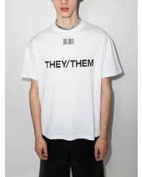 T-shirt à col rond imprimé blanc et noir Vetements