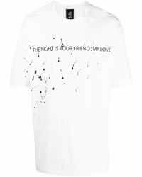 T-shirt à col rond imprimé blanc et noir Thom Krom