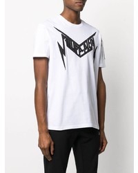 T-shirt à col rond imprimé blanc et noir Philipp Plein