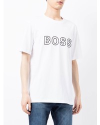 T-shirt à col rond imprimé blanc et noir BOSS