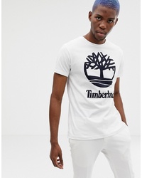 T-shirt à col rond imprimé blanc et noir Timberland