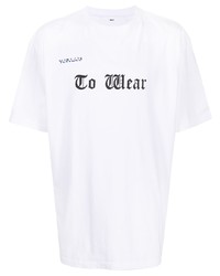 T-shirt à col rond imprimé blanc et noir Toga