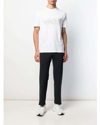 T-shirt à col rond imprimé blanc et noir Emporio Armani