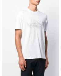 T-shirt à col rond imprimé blanc et noir Emporio Armani